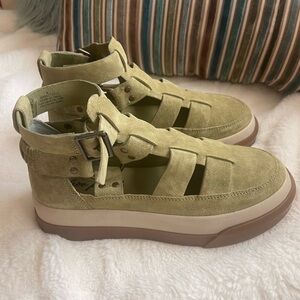 Green Suede High-Top Sandals